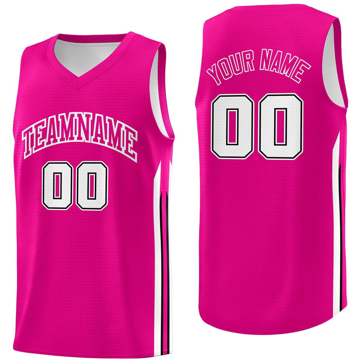 Custom Pink White-Black Classic Tops Breathable Basketball Jersey
