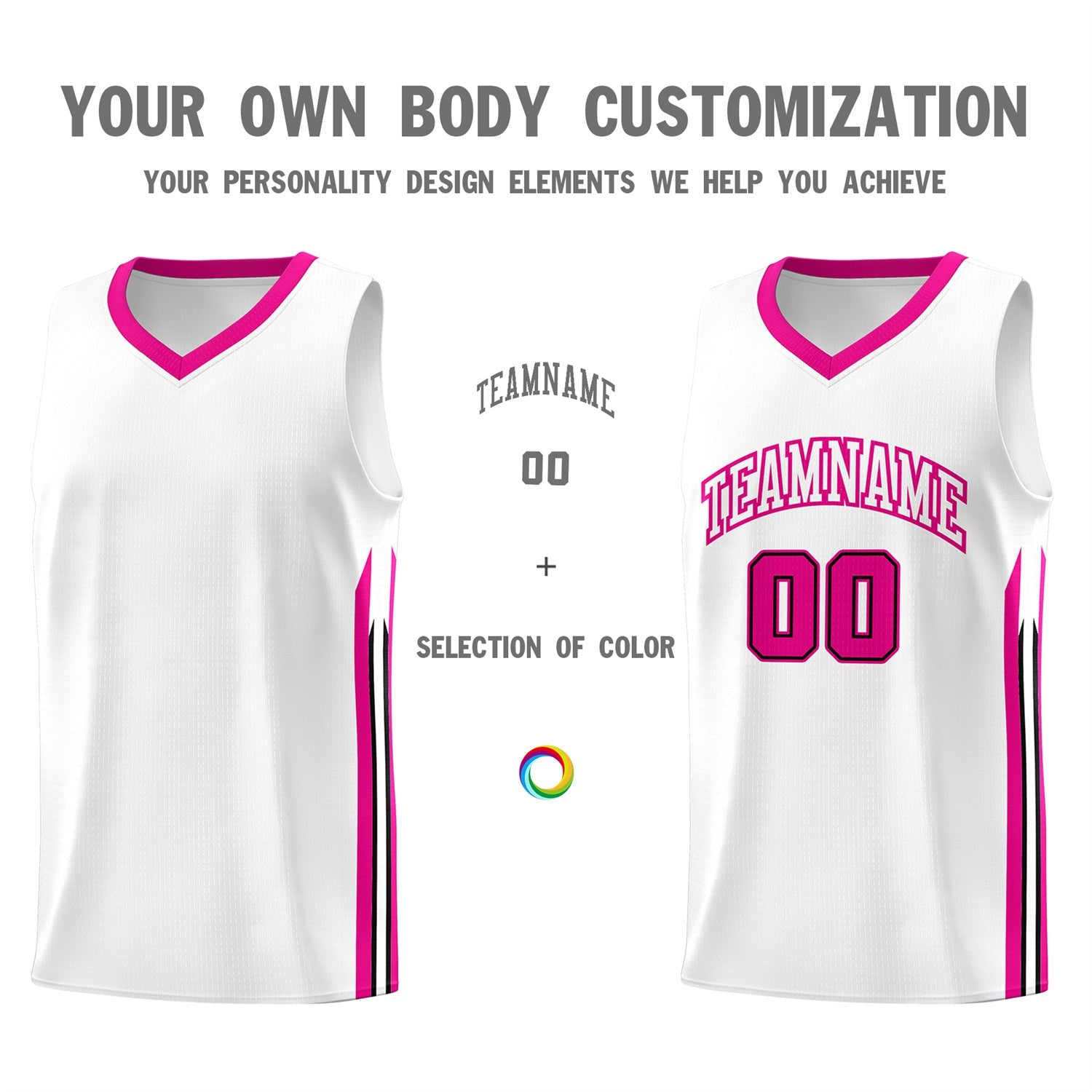 Custom White Pink Classic Tops Mesh Basketball Jersey