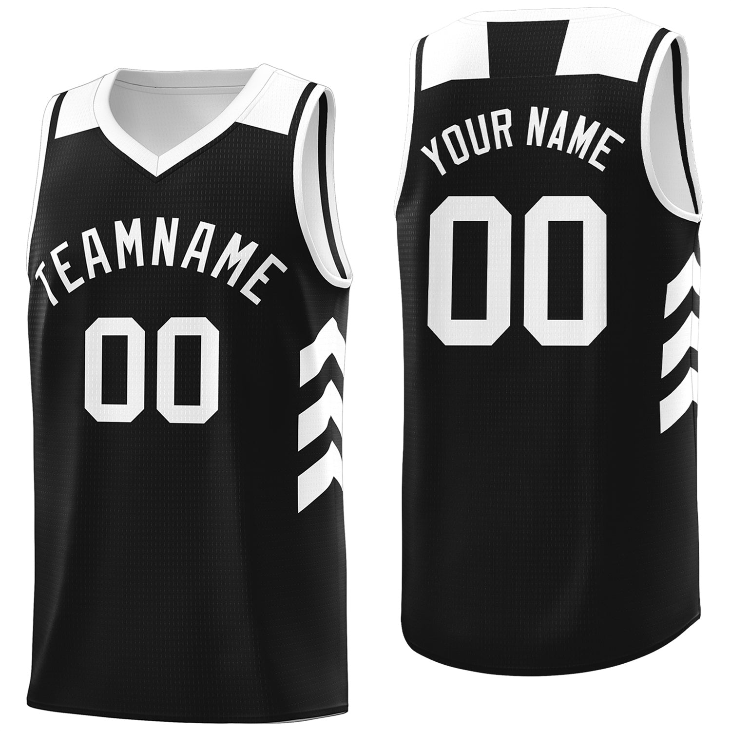 Custom Black White Classic Tops Mesh Sport Basketball Jersey