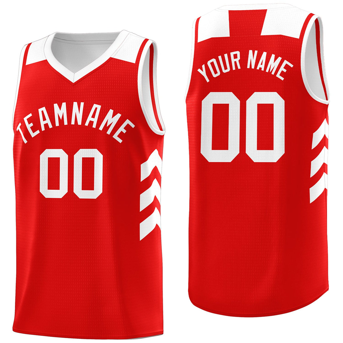Custom Red White Classic Tops Mesh Sport Basketball Jersey