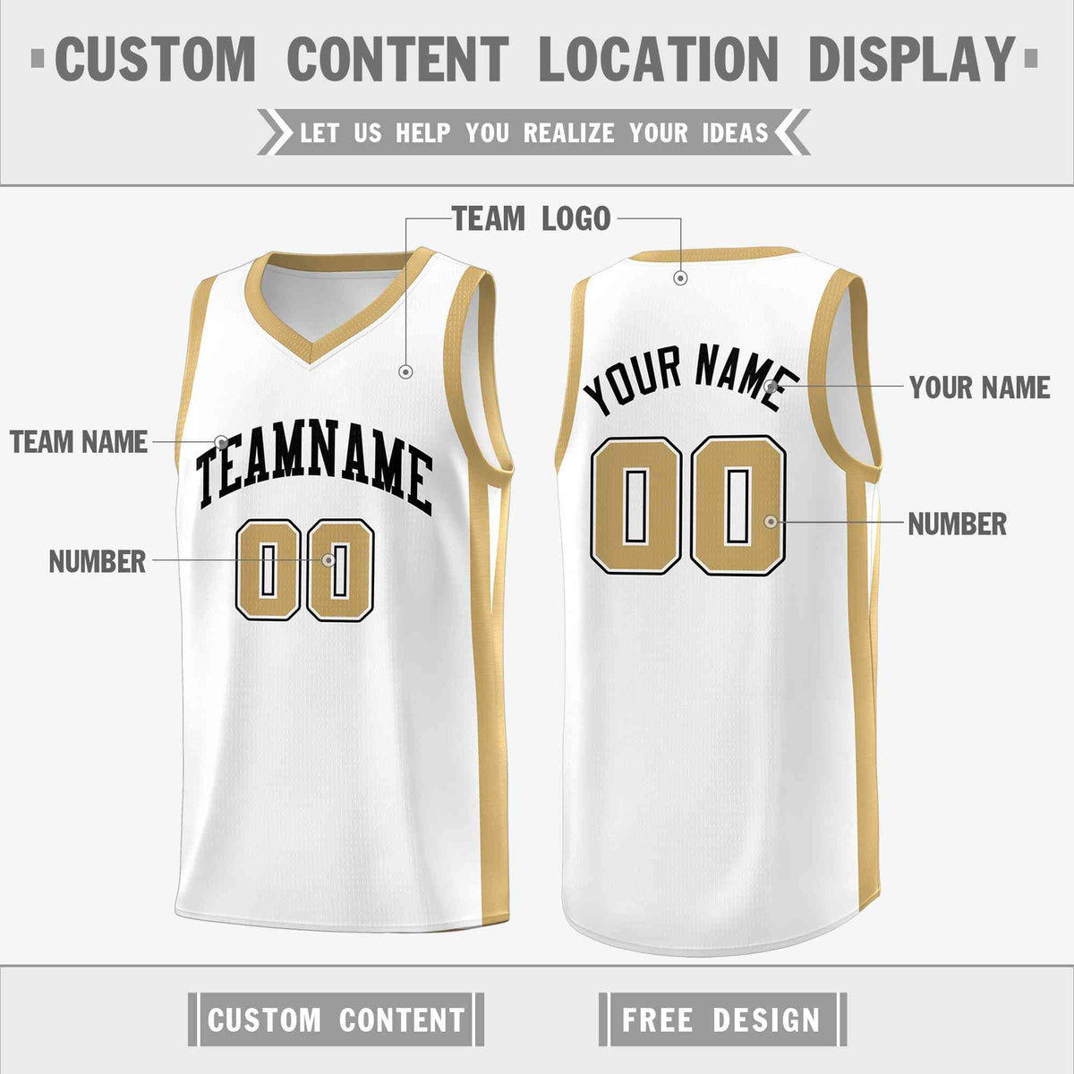 Custom White White Classic Tops Mesh Sport Basketball Jersey
