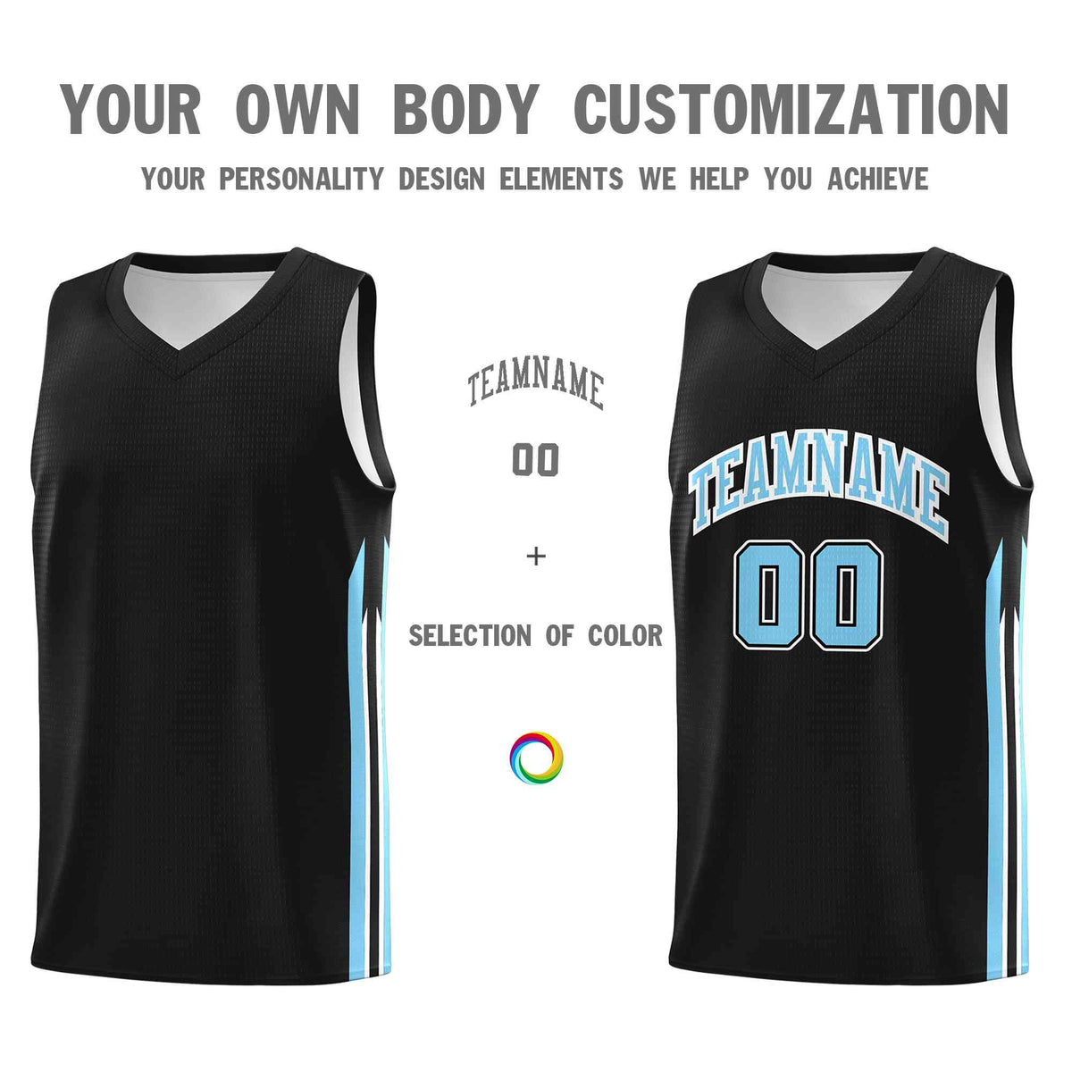 Custom Black Light Blue-Classic Tops Mesh Sport Bull Basketball Jersey
