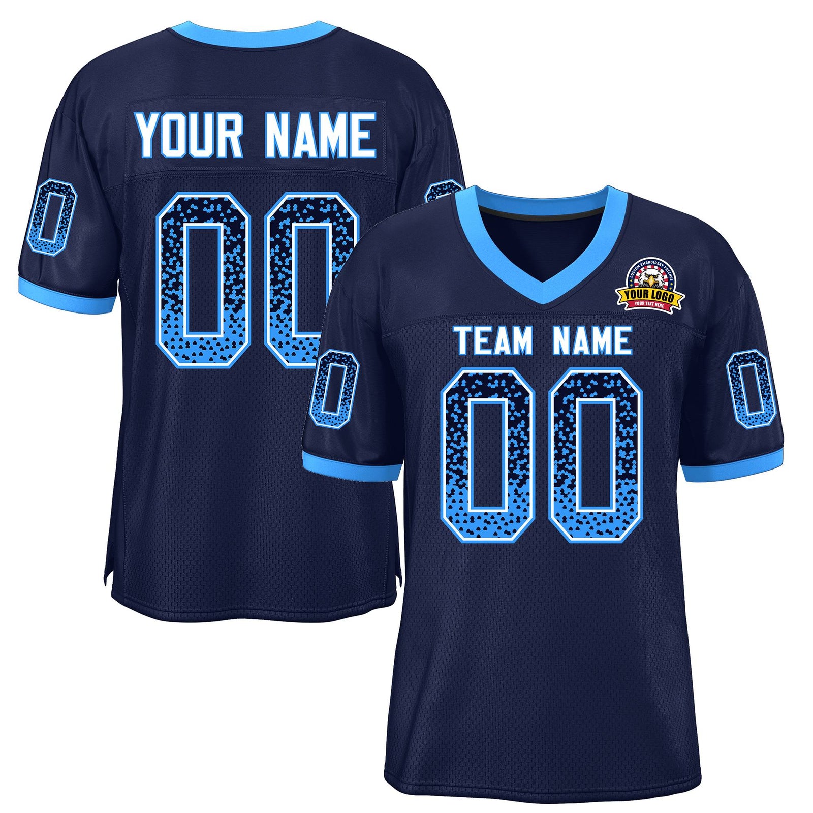 Custom Navy Blue White-Powder Blue Drift Fashion Mesh Authentic Football Jersey