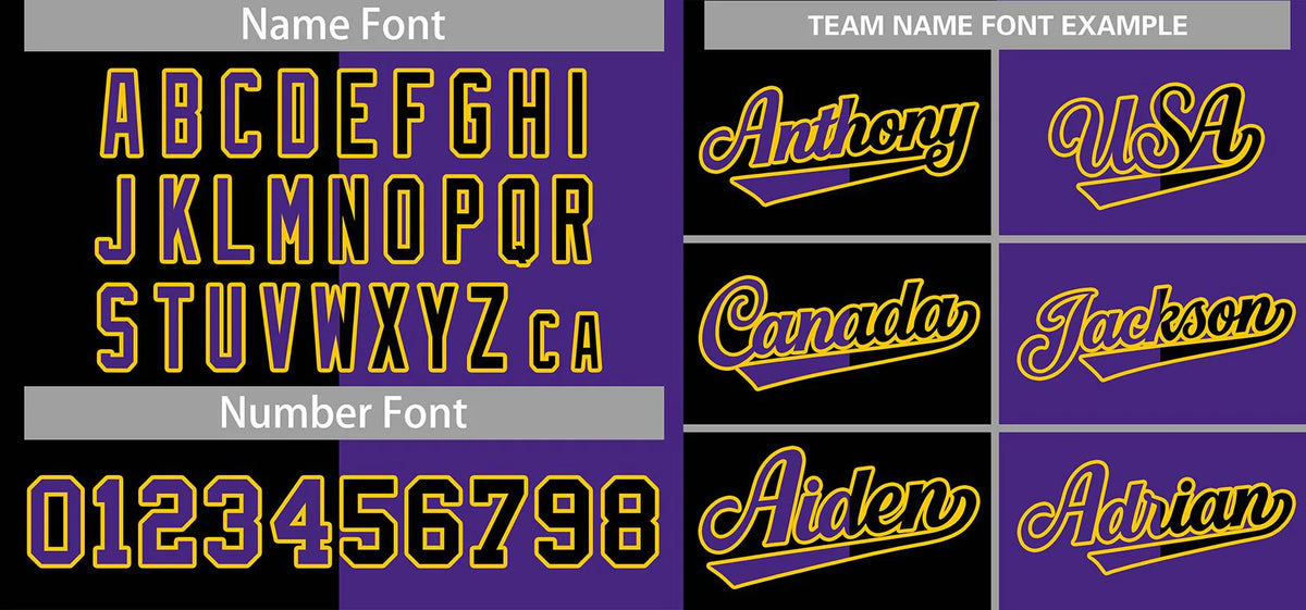 Custom Purple Black-Gold Letterman Two Tone Split Fashion Bomber Varsity Jacket