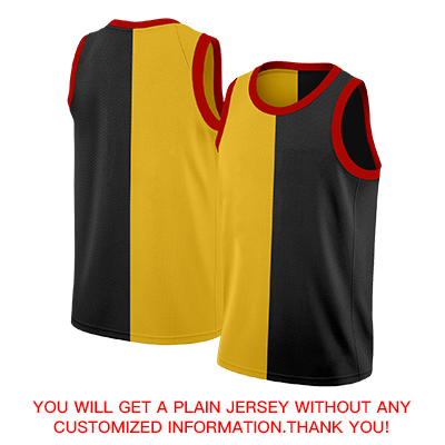 Custom Black Yellow-Red Split Fashion Tops Basketball Jersey