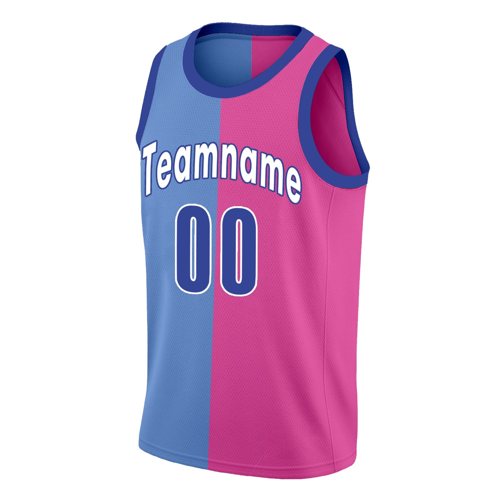 Custom Pink Blue Split Fashion Tops Basketball Jersey