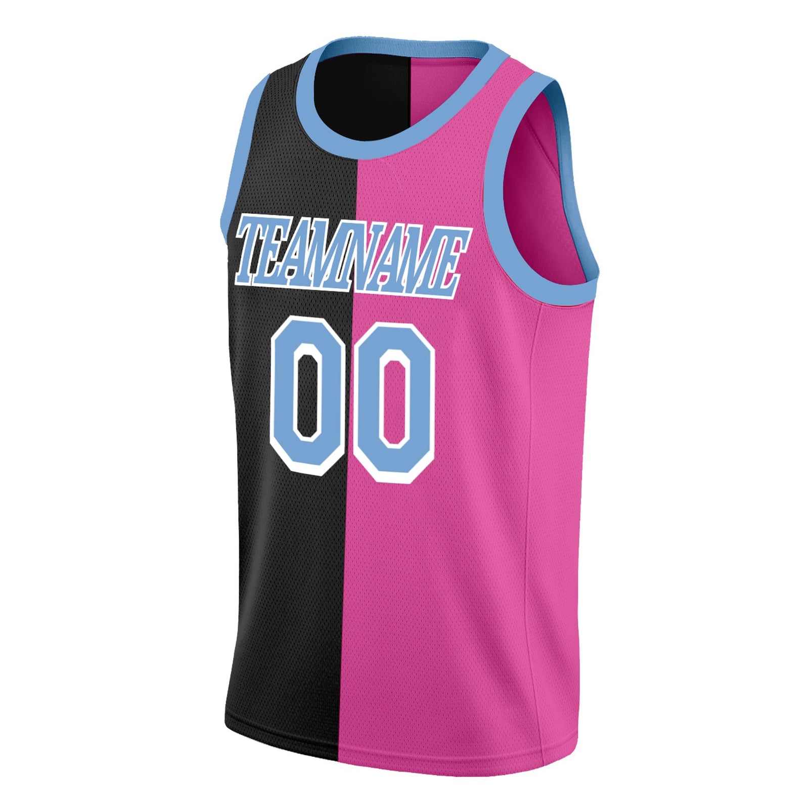 Custom Pink Blac-Blue Split Fashion Tops Basketball Jersey