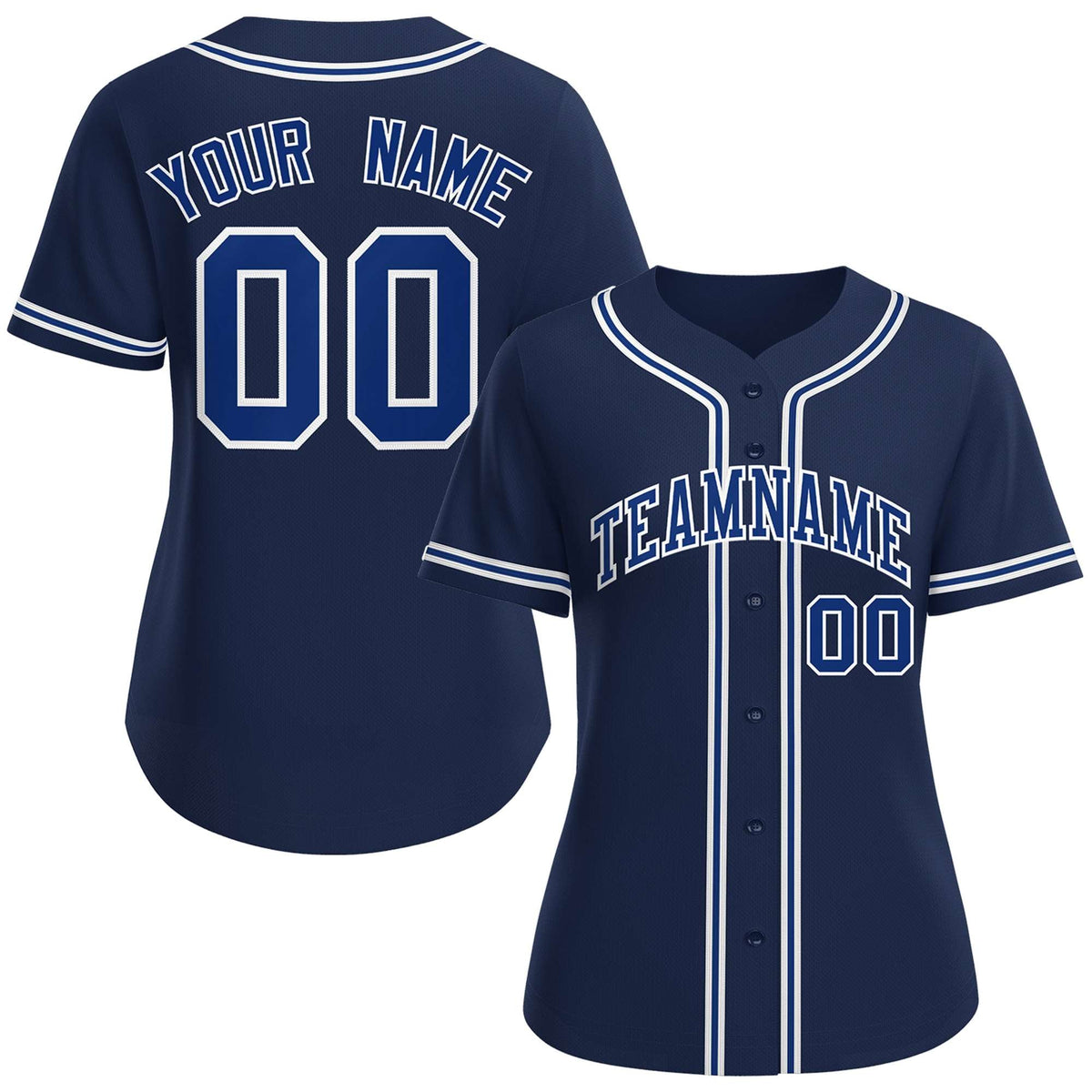 Custom Navy Royal-White Classic Style Baseball Jersey For Women