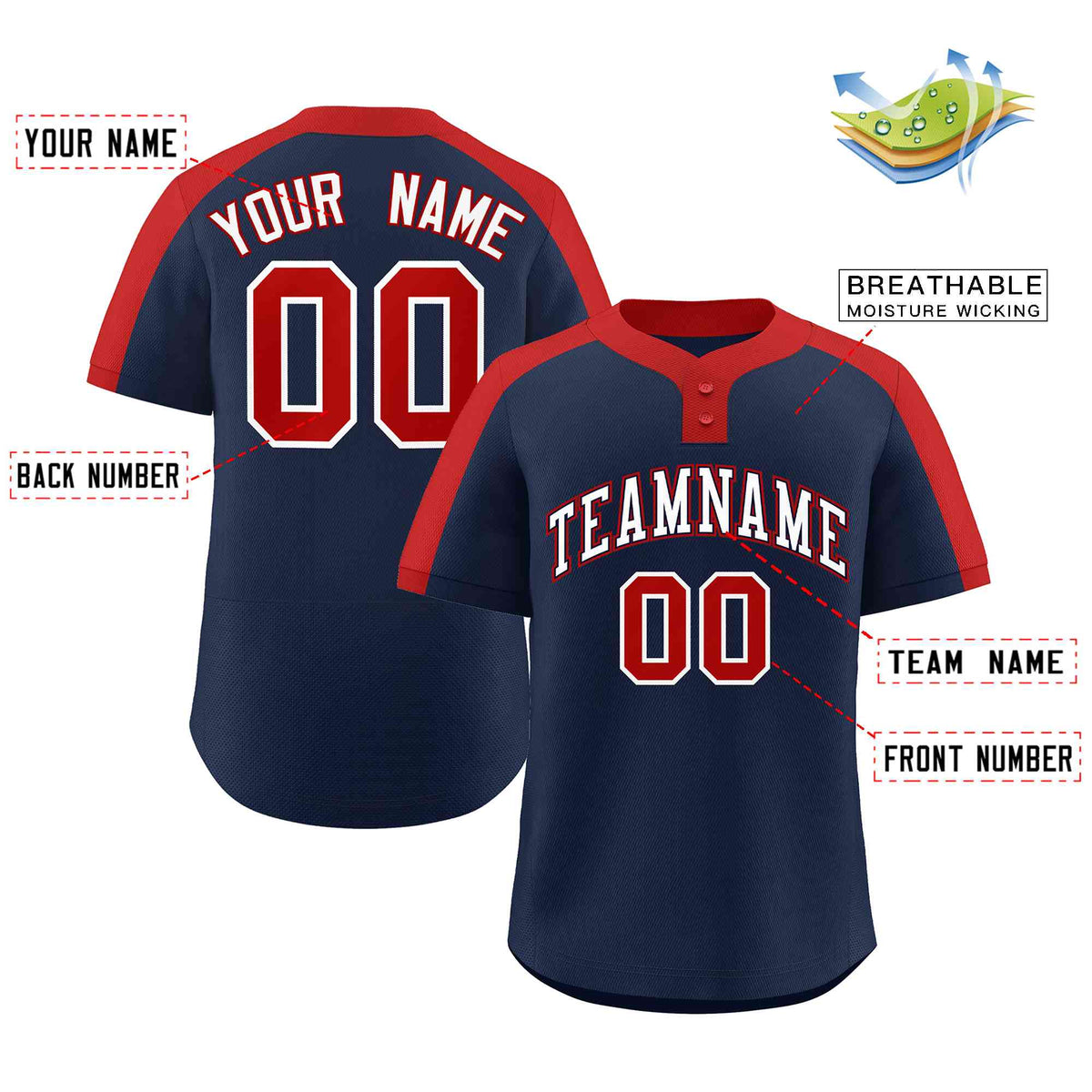 Custom Navy White-Navy Classic Style Authentic Two-Button Softball Jersey
