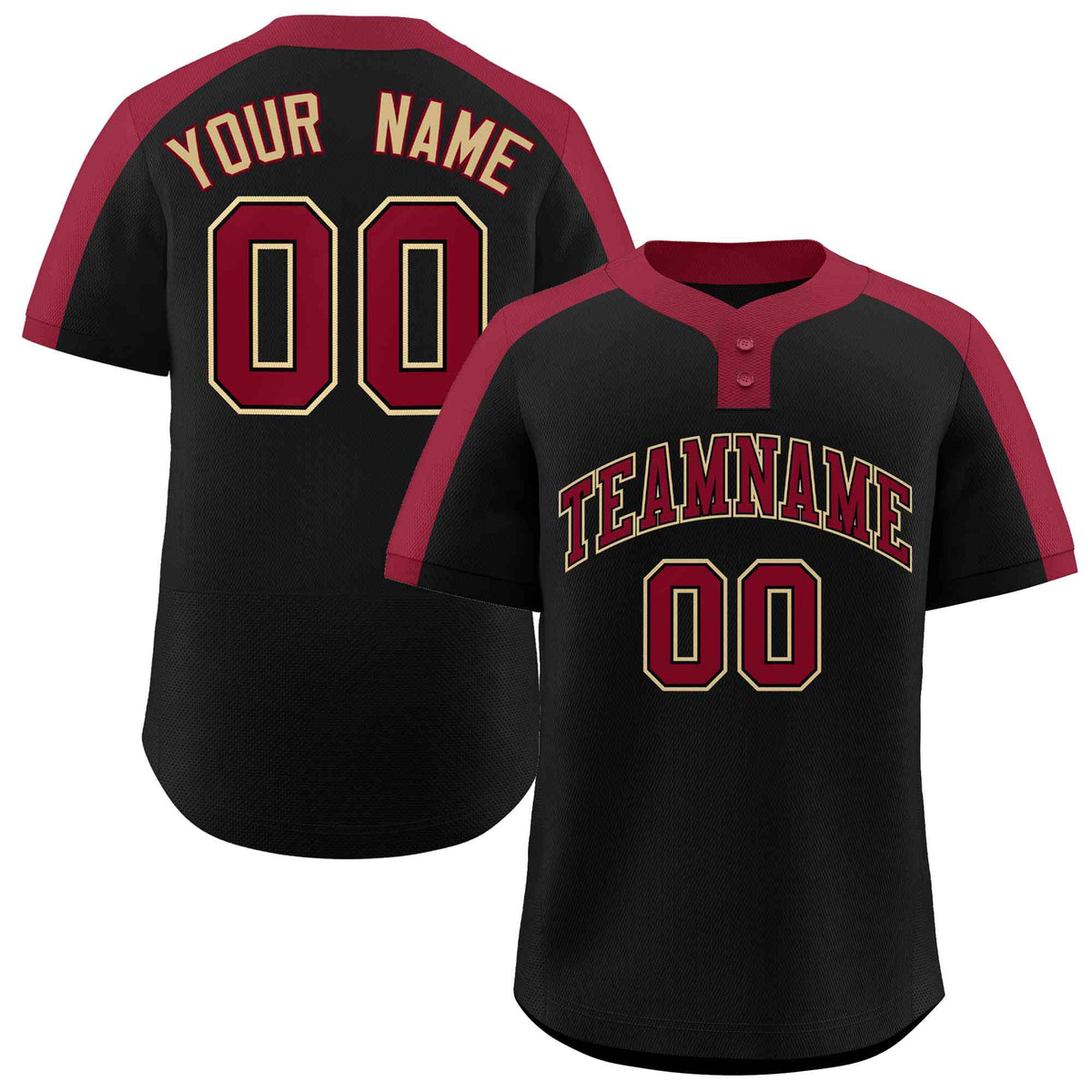 Custom Black Crimson-Black Classic Style Authentic Two-Button Softball Jersey