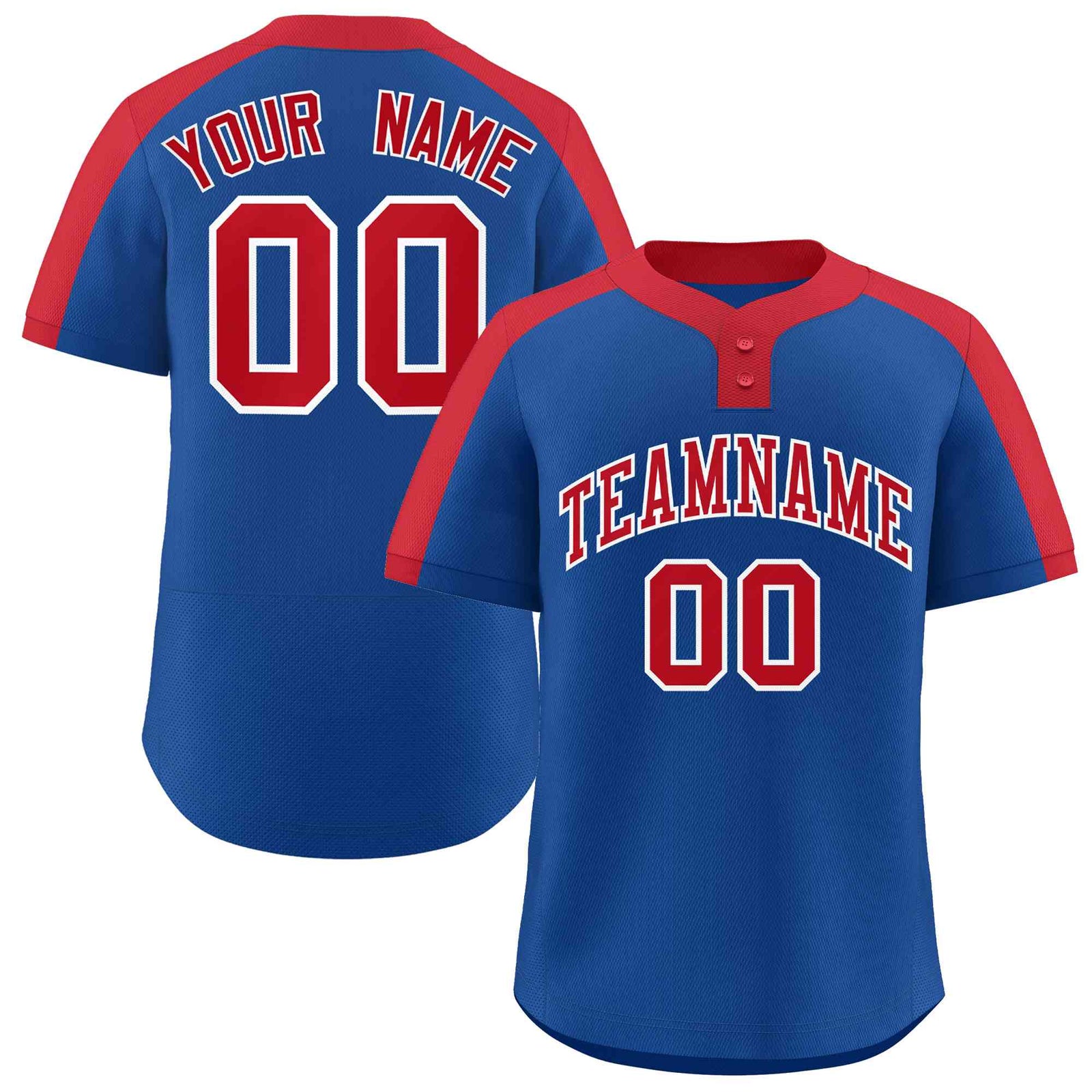 Custom Royal Red-White Classic Style Authentic Two-Button Softball Jersey