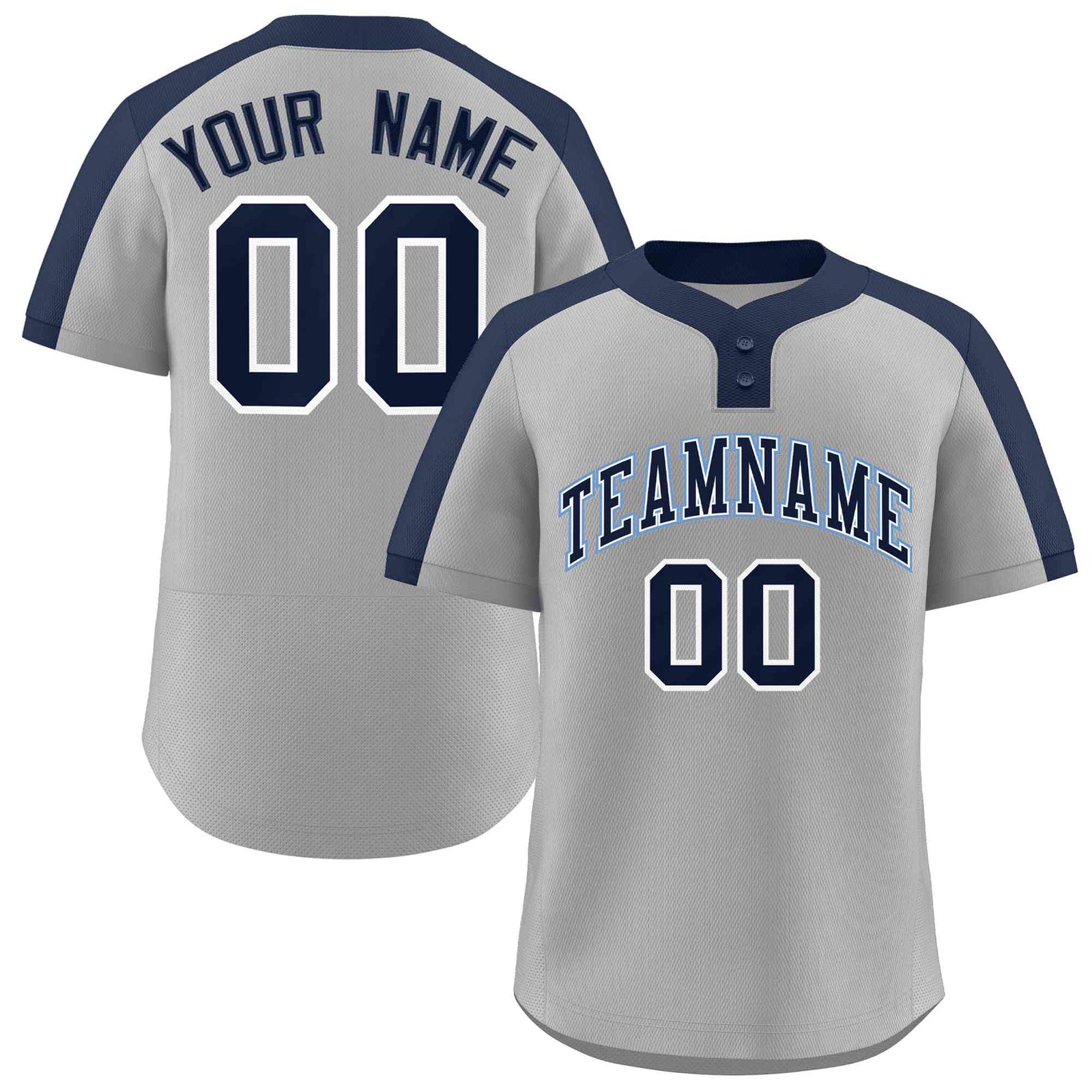 Custom Gray Navy-White Classic Style Authentic Two-Button Softball Jersey