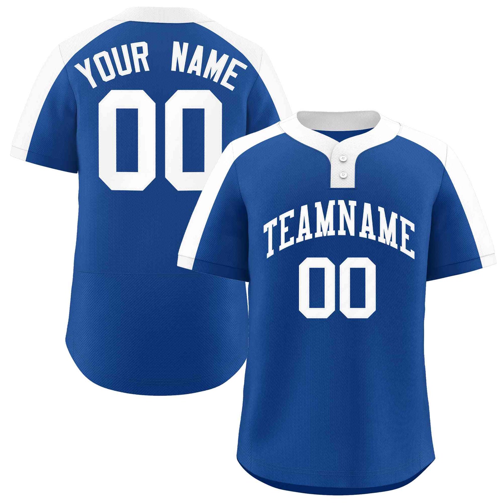 Custom Royal White Classic Style Authentic Two-Button Softball Jersey