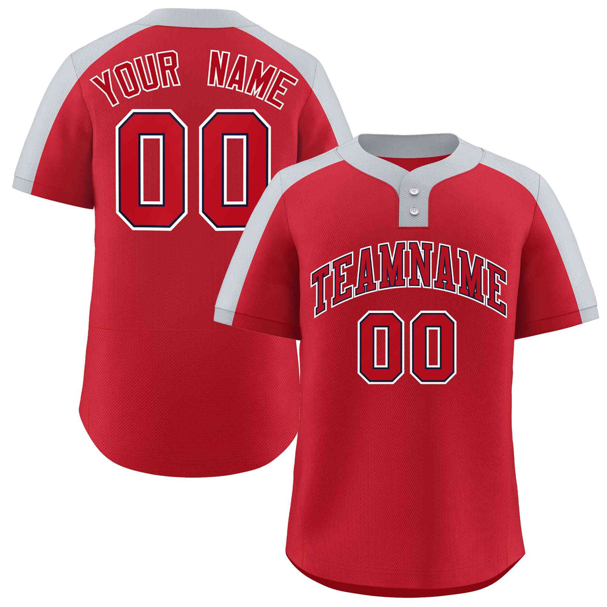 Custom Red Red-Navy Classic Style Authentic Two-Button Softball Jersey