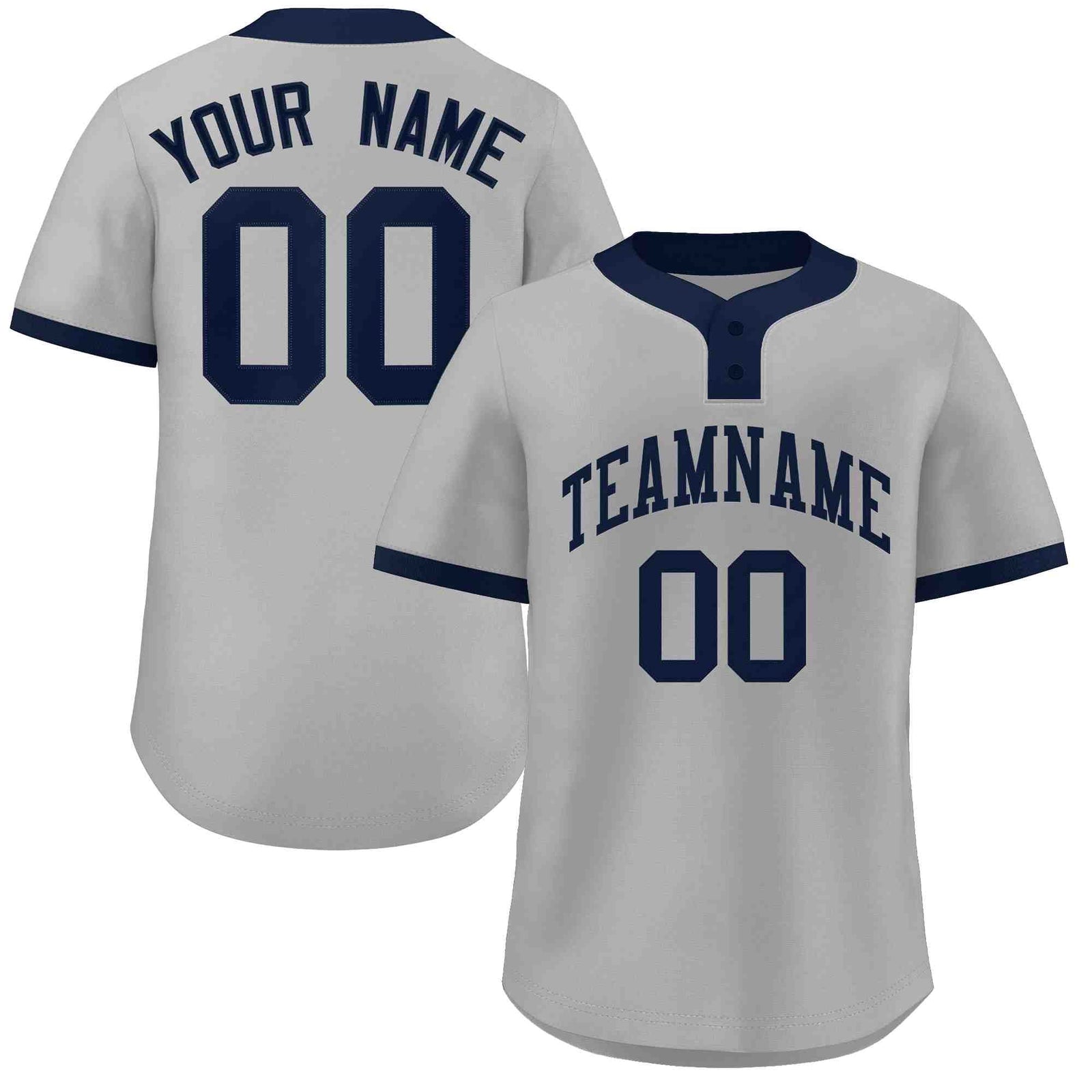Custom Gray Navy Classic Style Authentic Two-Button Softball Jersey