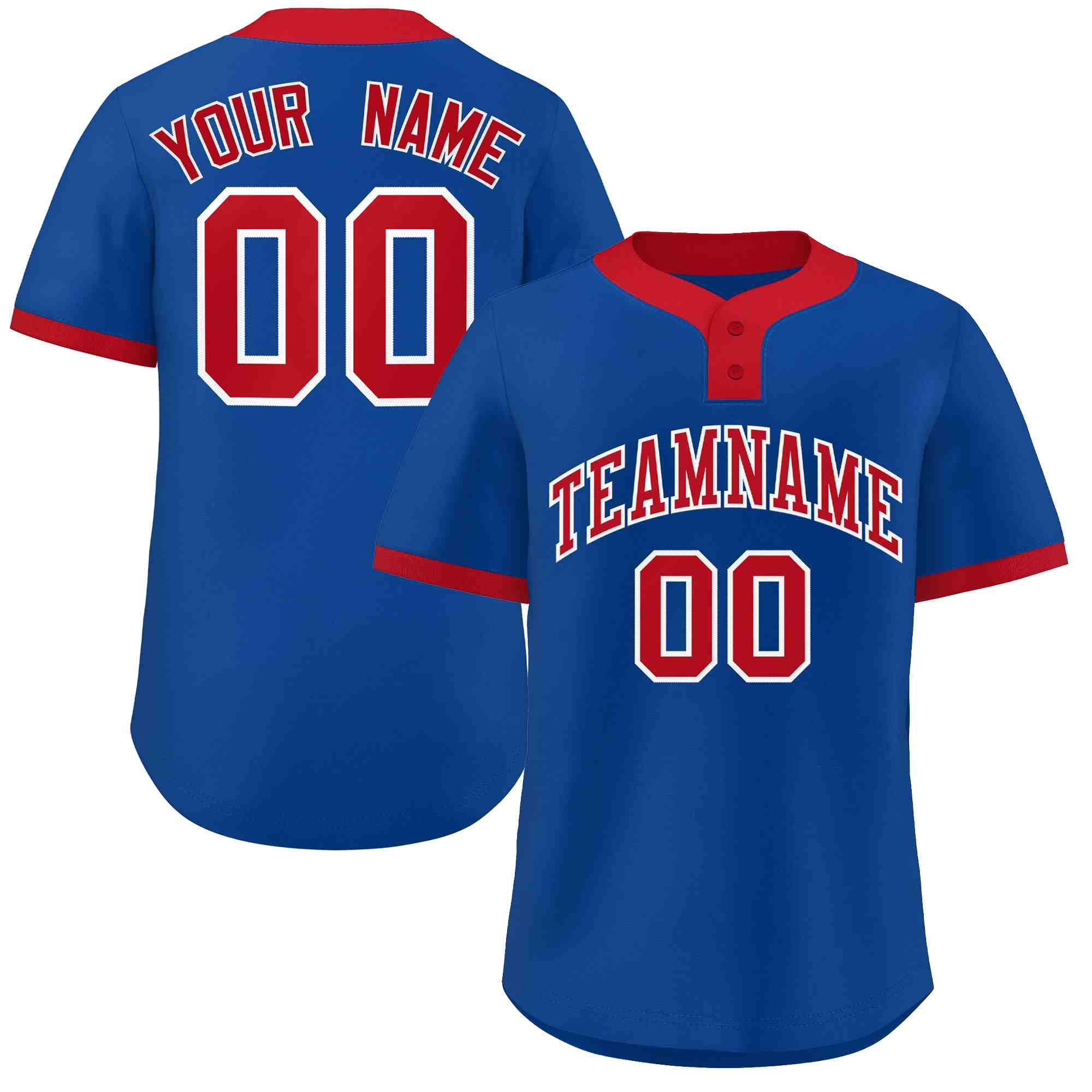 Custom Royal Red-White Classic Style Authentic Two-Button Softball Jersey