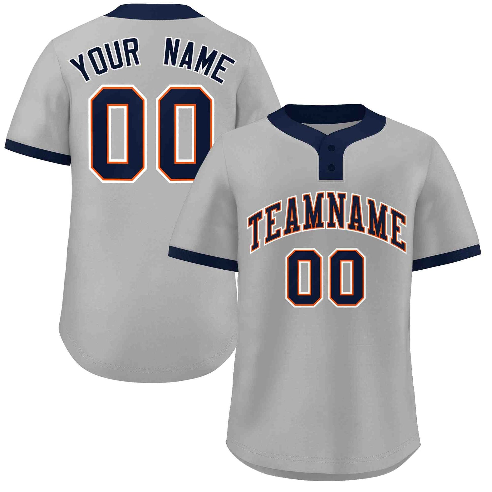 Custom Gray Navy-White Classic Style Authentic Two-Button Softball Jersey