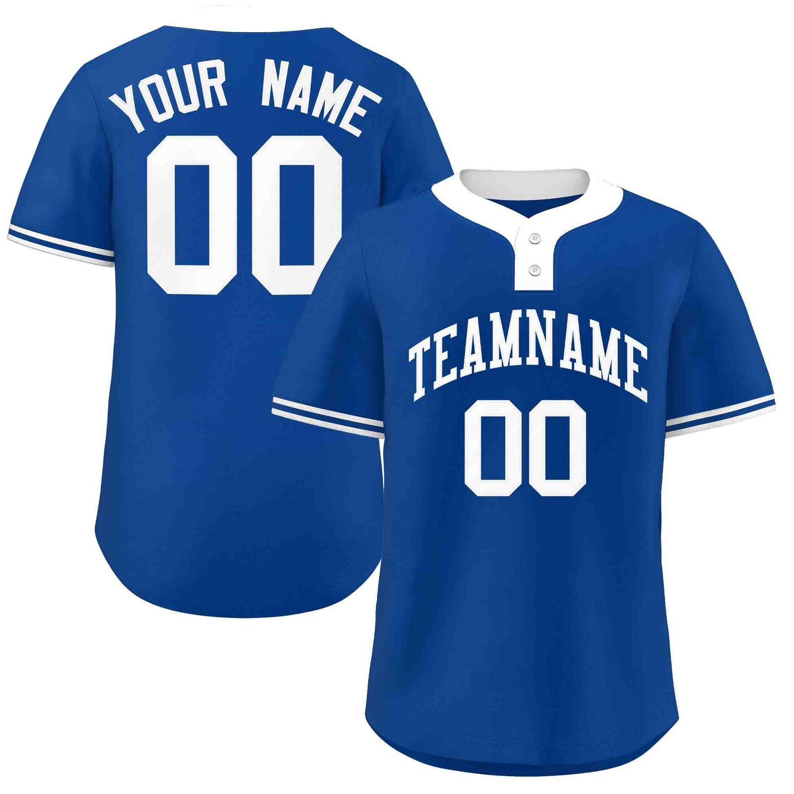 Custom Royal White Classic Style Authentic Two-Button Softball Jersey