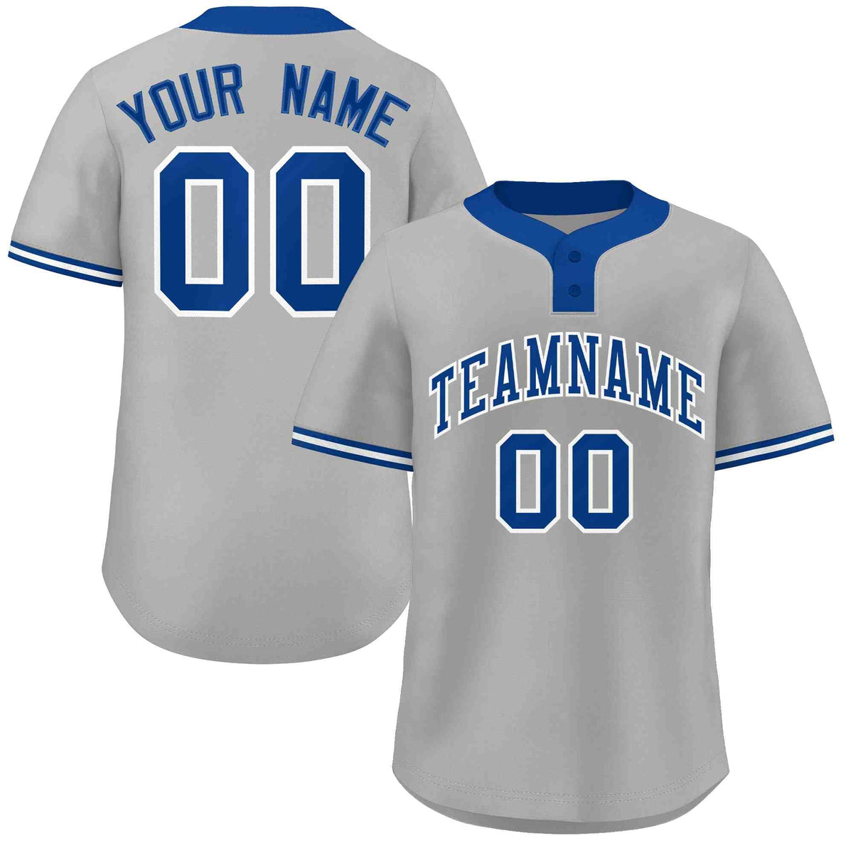 Custom Gray Royal-White Classic Style Authentic Two-Button Softball Jersey
