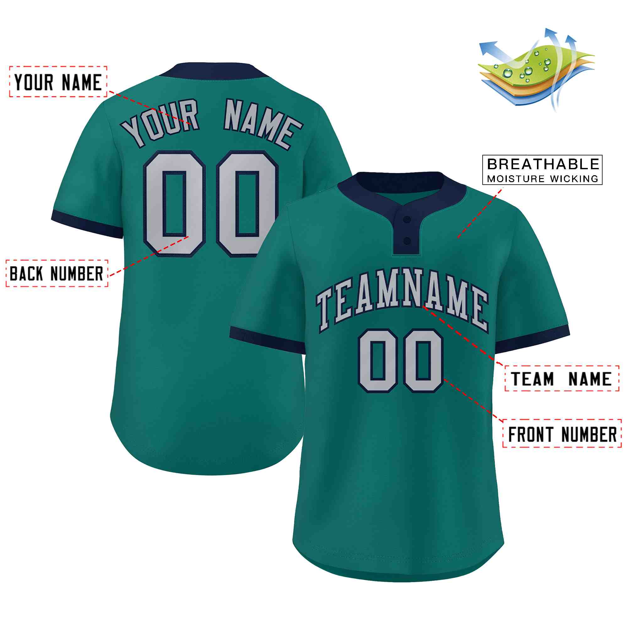 Aqua Baseball Jersey