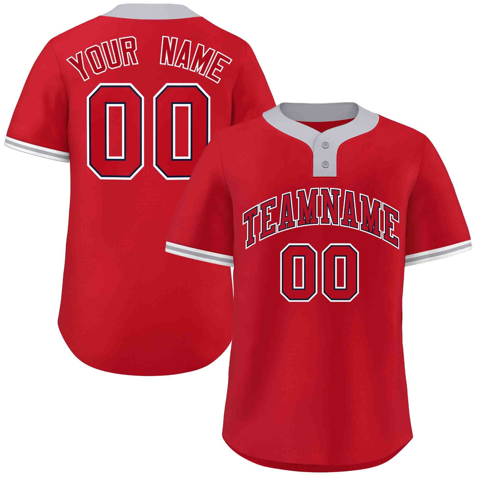 Custom Red Red-White Classic Style Authentic Two-Button Softball Jersey