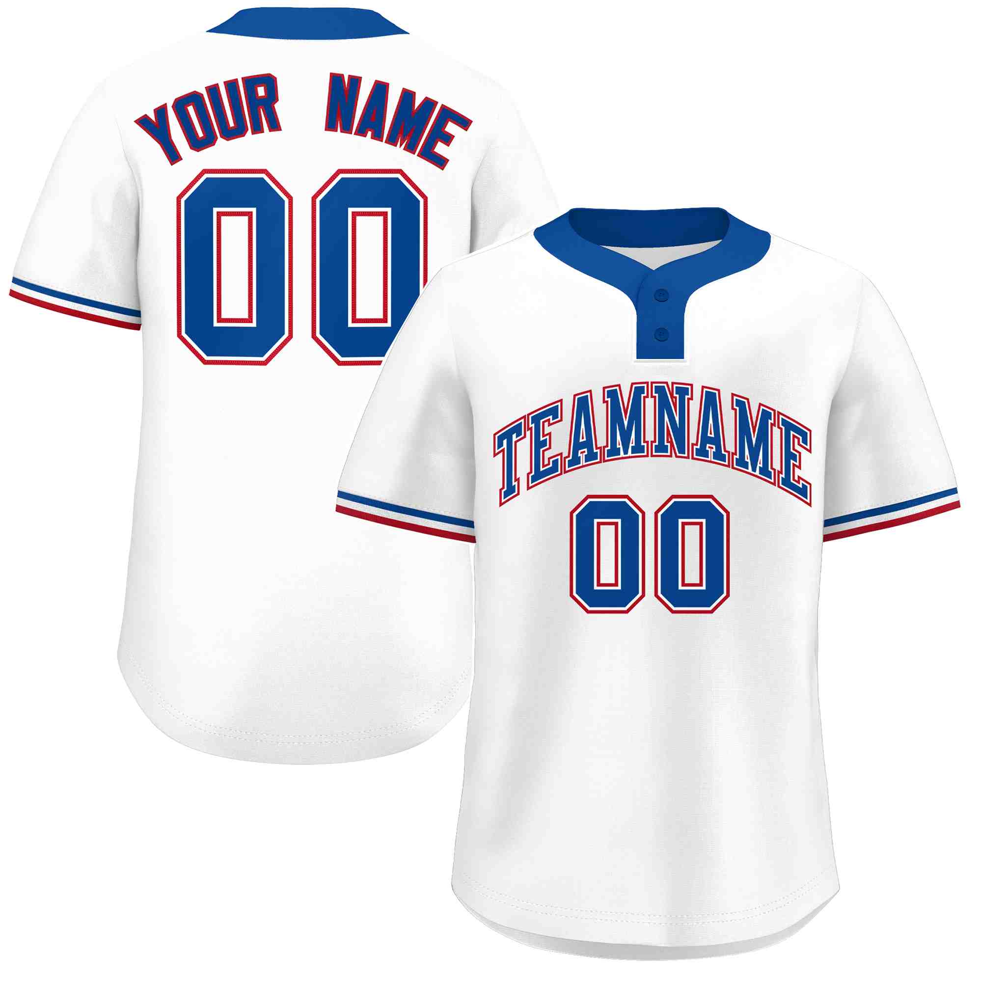 Custom White Royal-Red Classic Style Authentic Two-Button Softball Jersey