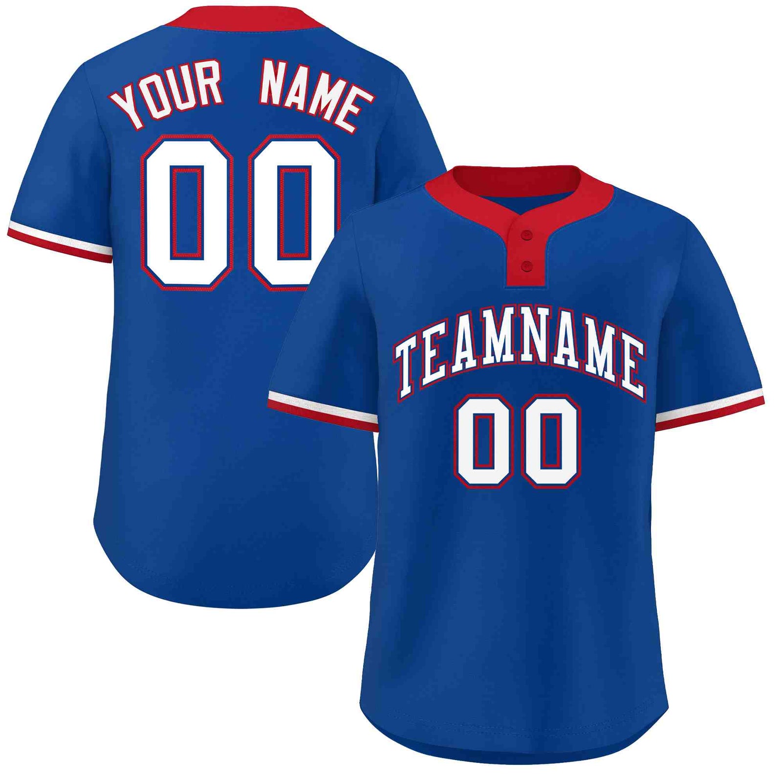 Custom Royal White-Red Classic Style Authentic Two-Button Softball Jersey