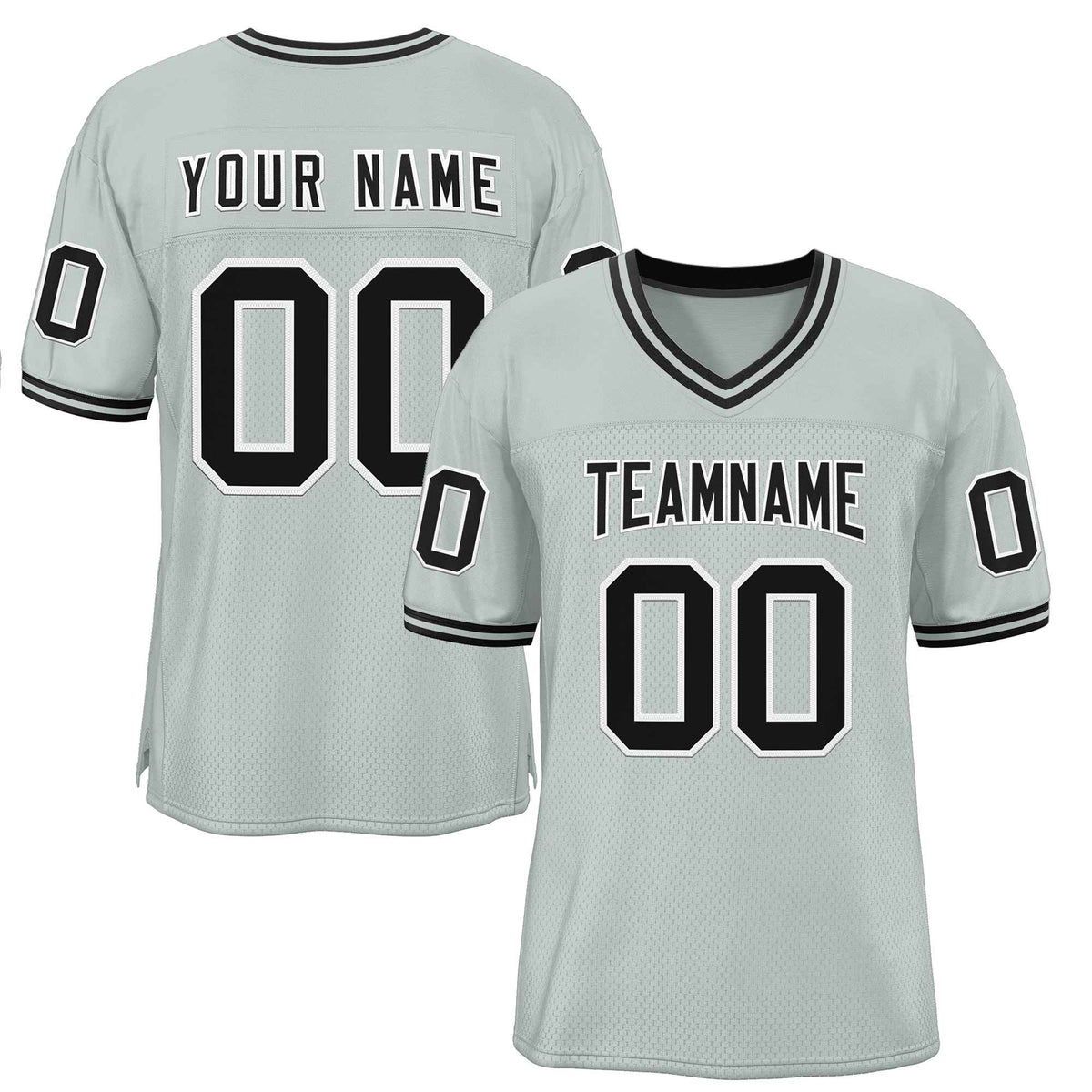 Custom Silver Black-White Classic Style Authentic Football Jersey