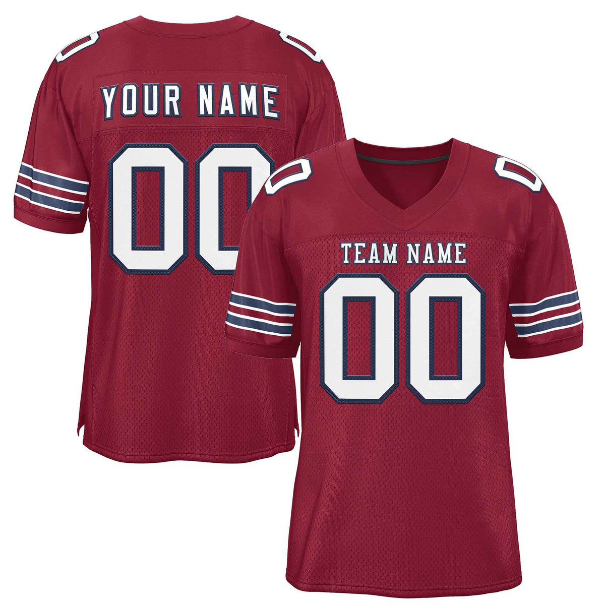 Custom Burgundy White-Navy Classic Style Authentic Football Jersey