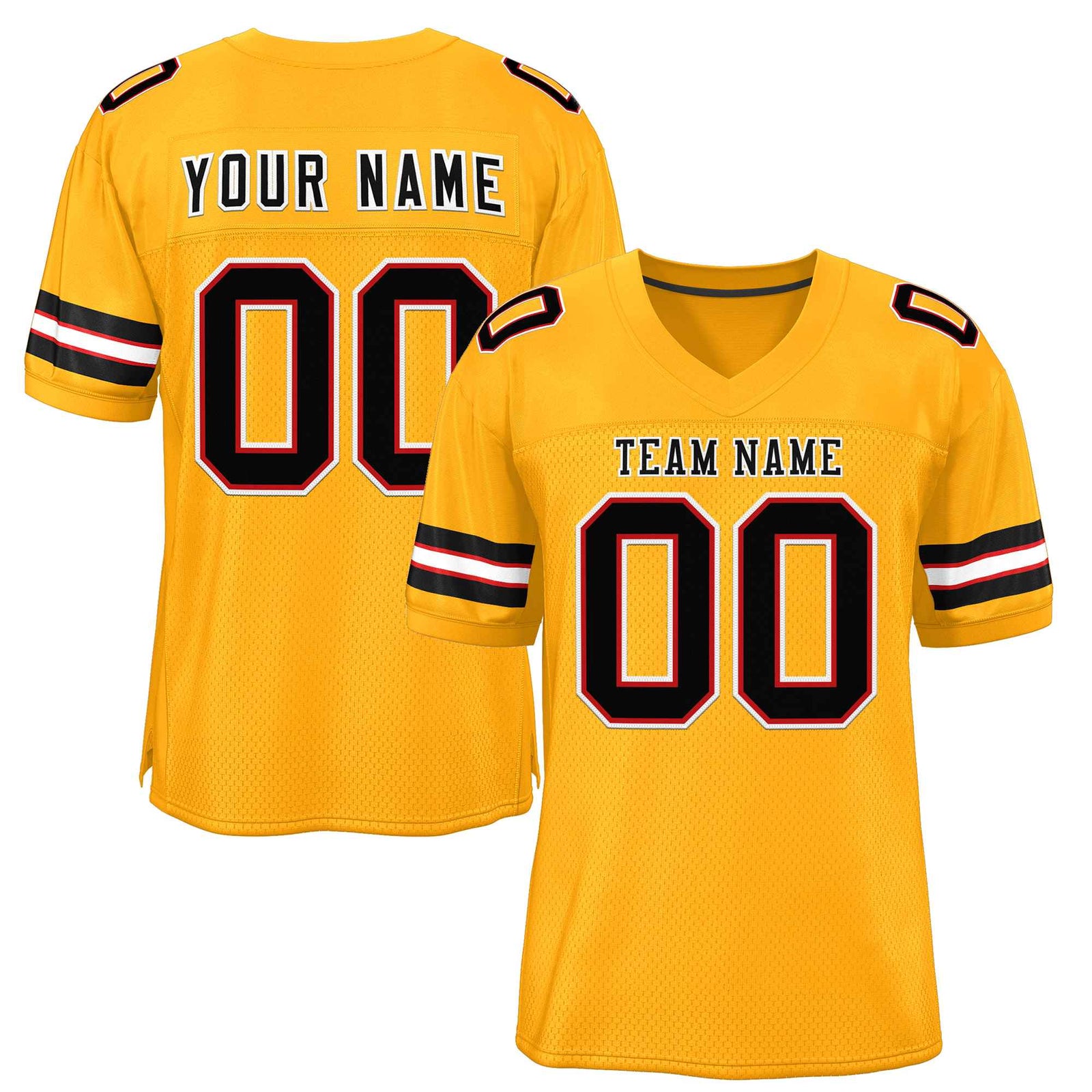 Custom Gold Black-White Classic Style Authentic Football Jersey