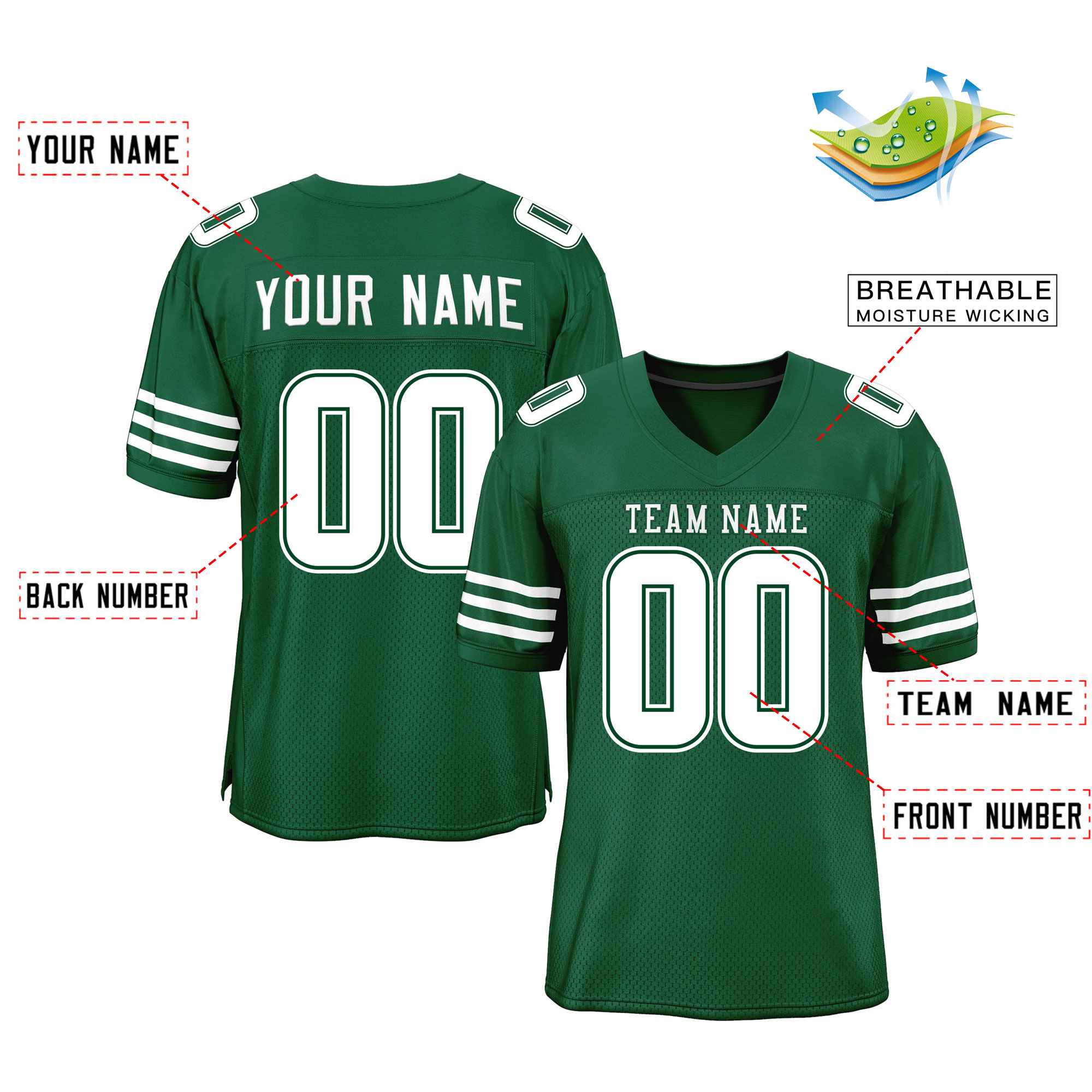 Personalized Football Green Jersey | Custom American Shirts - KXKSHOP Personalized Football Green Jersey | Custom American Shirts - KXKSHOP