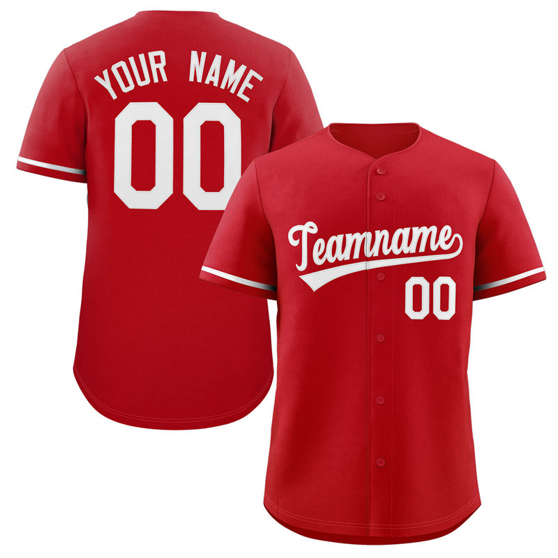 Custom Red White Solider Classic Style Authentic Baseball Jersey