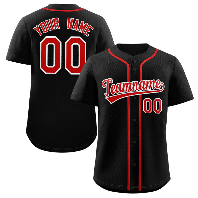 Custom Black Red-White Classic Style Authentic Baseball Jersey