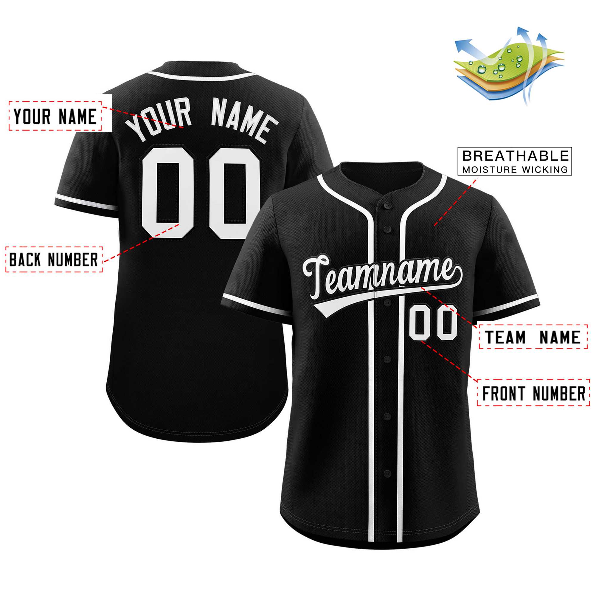 Custom black baseball jerseys at Kxkshop