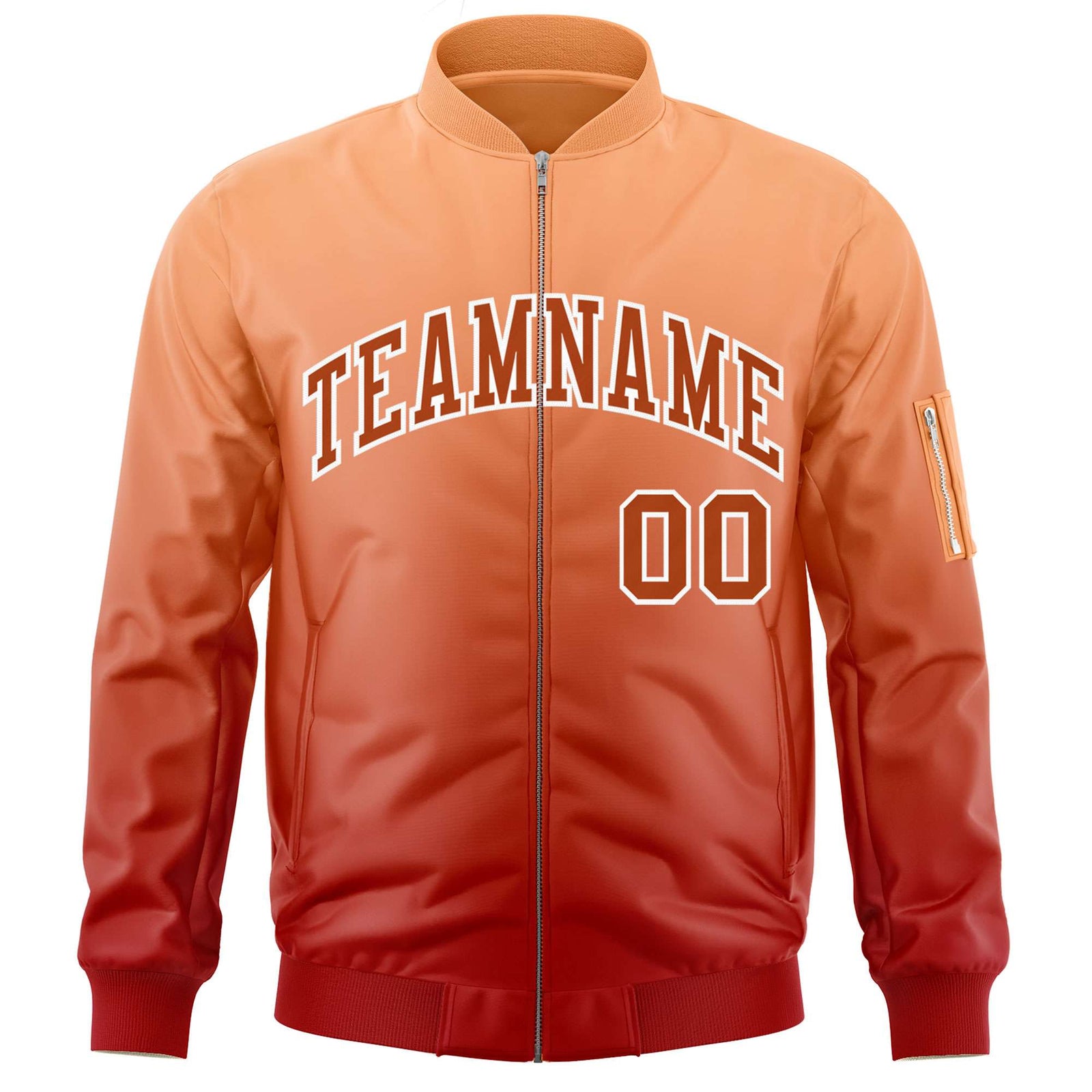 Custom Orange Red Varsity Full-Zip Gradient Fashion Letterman Bomber Jacket
