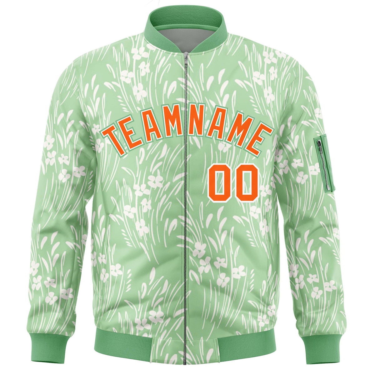 Custom Green Orange Varsity Full-Zip Hawaii Letterman Bomber Jacket