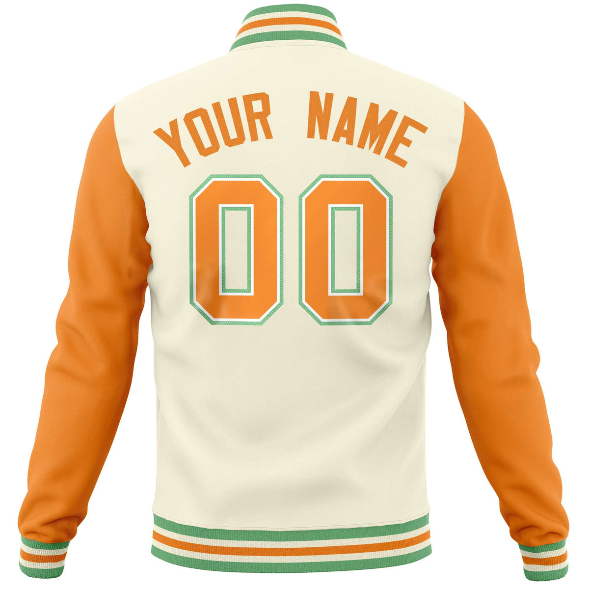 Custom Cream Orange Varsity Full-Snap Raglan Sleeves Letterman Baseball Jacket