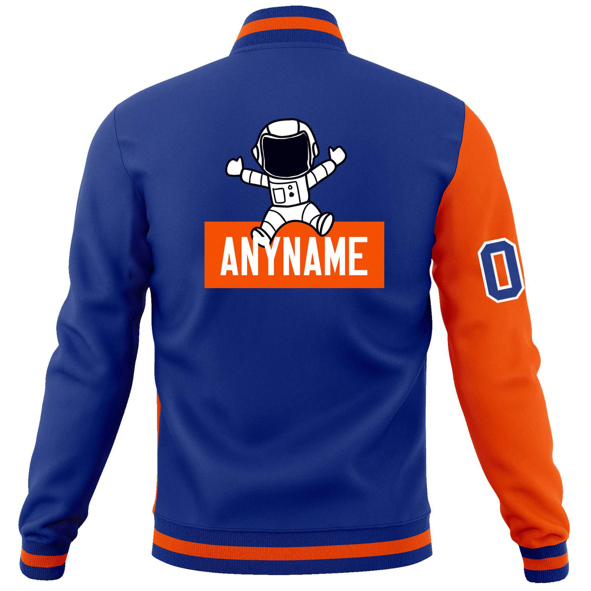 Custom Royal Orange Two Tone Split Fashion Varsity Letterman Jacket with Raglan Sleeves