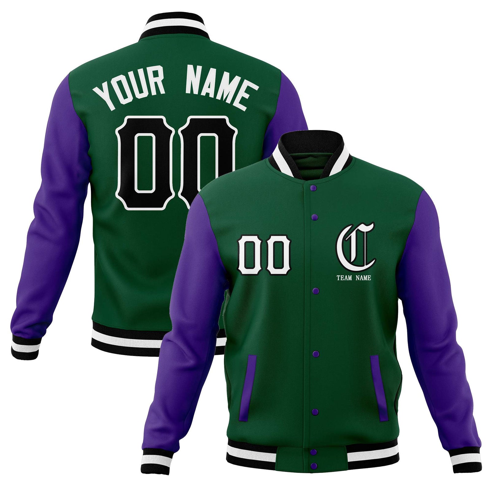 Custom Full-Snap Varsity Bomber Baseball Jackets Personalized Coats Stitched Name Number