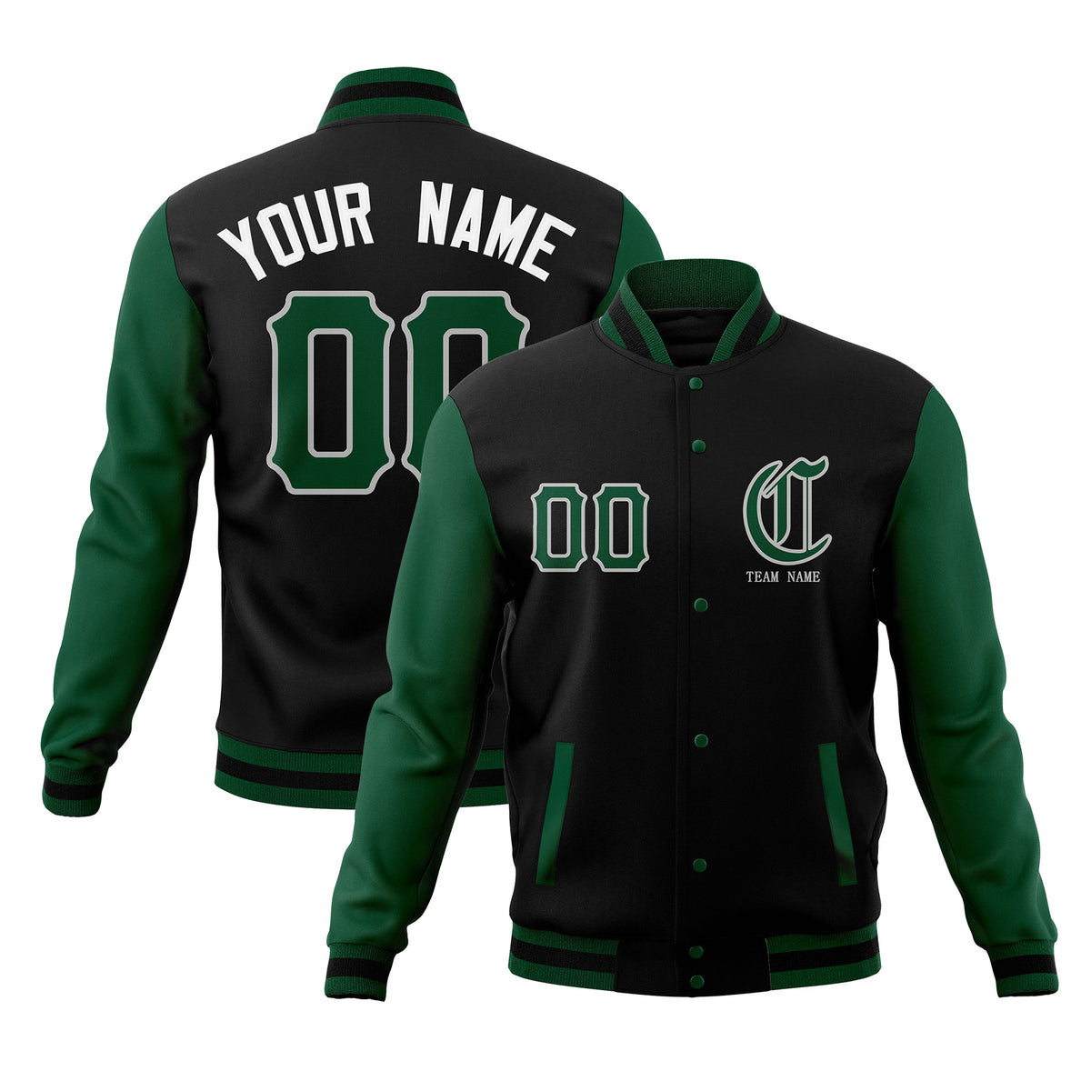Custom Full-Snap Varsity Bomber Baseball Jackets Stitched Name Number