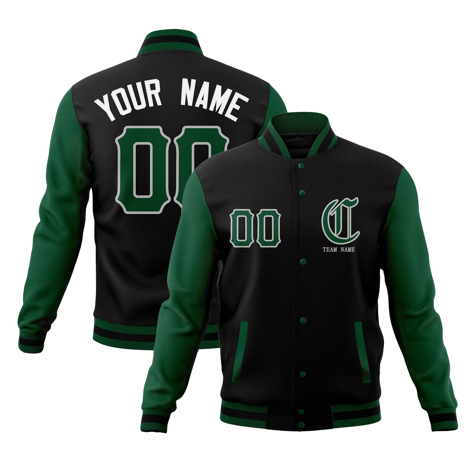 Custom Full-Snap Varsity Bomber Baseball Jackets Stitched Name Number