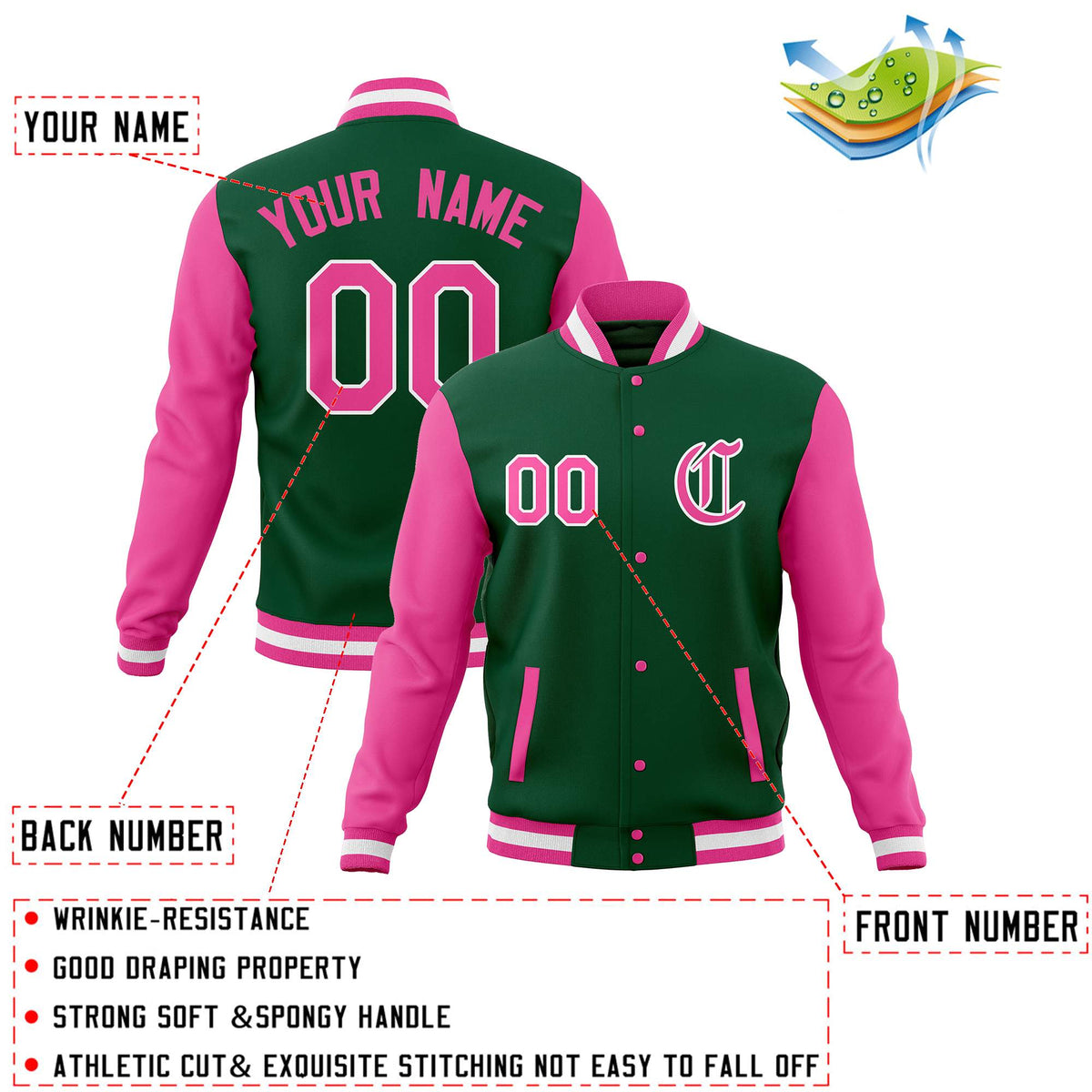 Custom Men&#39;s Full-Snap Baseball Coats Varsity Letterman Jackets