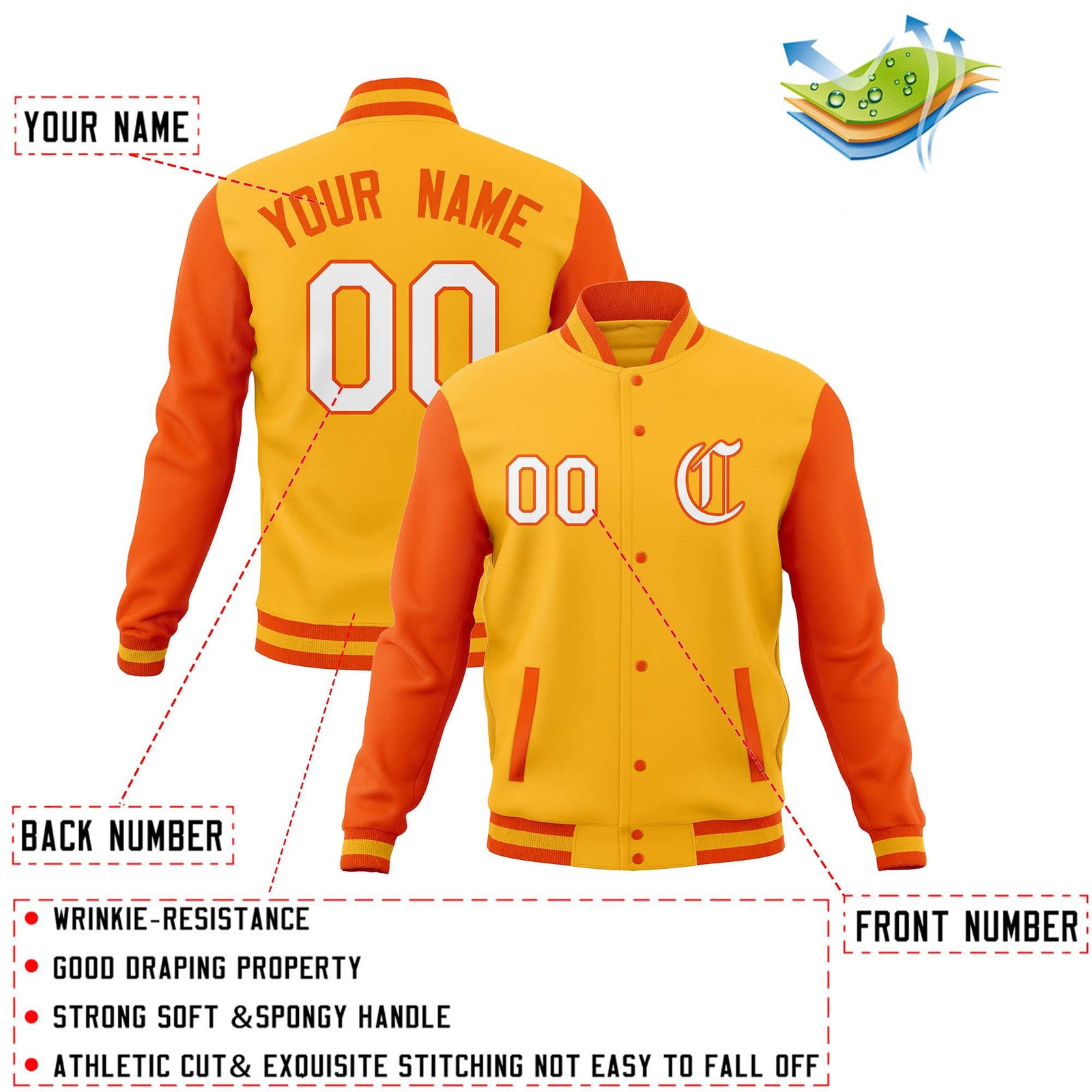 Custom Men's Full-Snap Baseball Coats Varsity Letterman Jackets