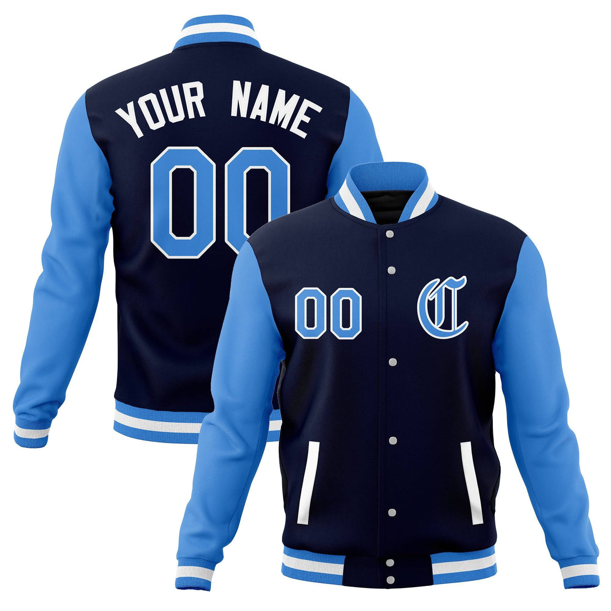 Custom Men&#39;s Full-Snap Baseball Coats Varsity Letterman Jackets