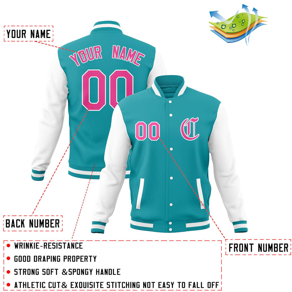 Custom Men&#39;s Full-Snap Baseball Coats Varsity Letterman Jackets