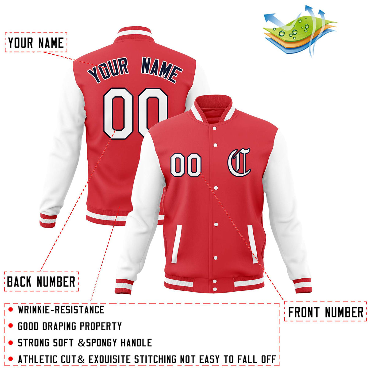 Custom Men&#39;s Full-Snap Baseball Coats Varsity Letterman Jackets
