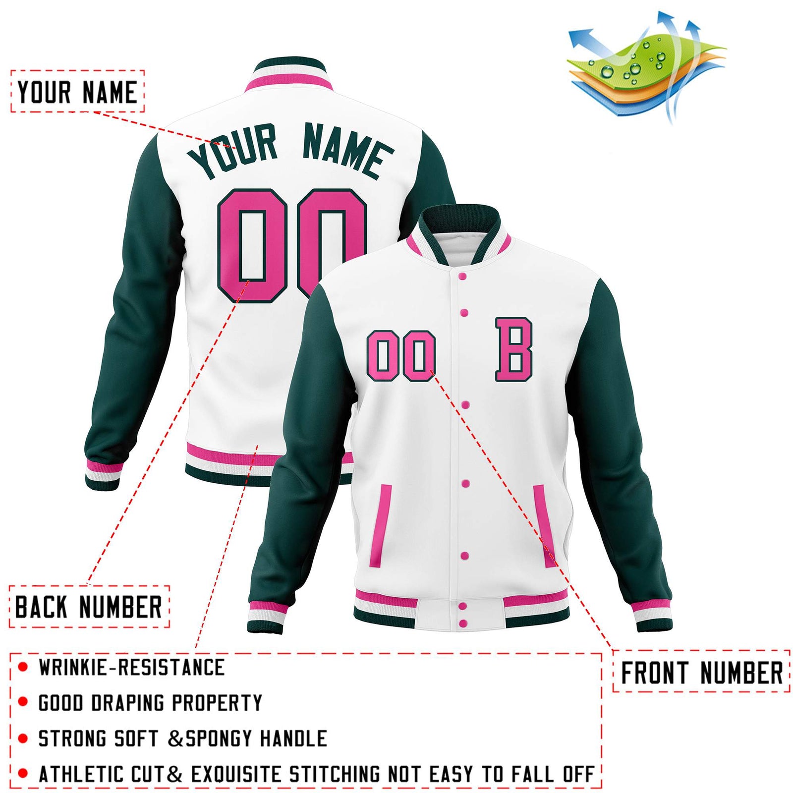 Custom Full-Snap Baseball Coats with Personalized Stitched Varsity Letterman Jacket