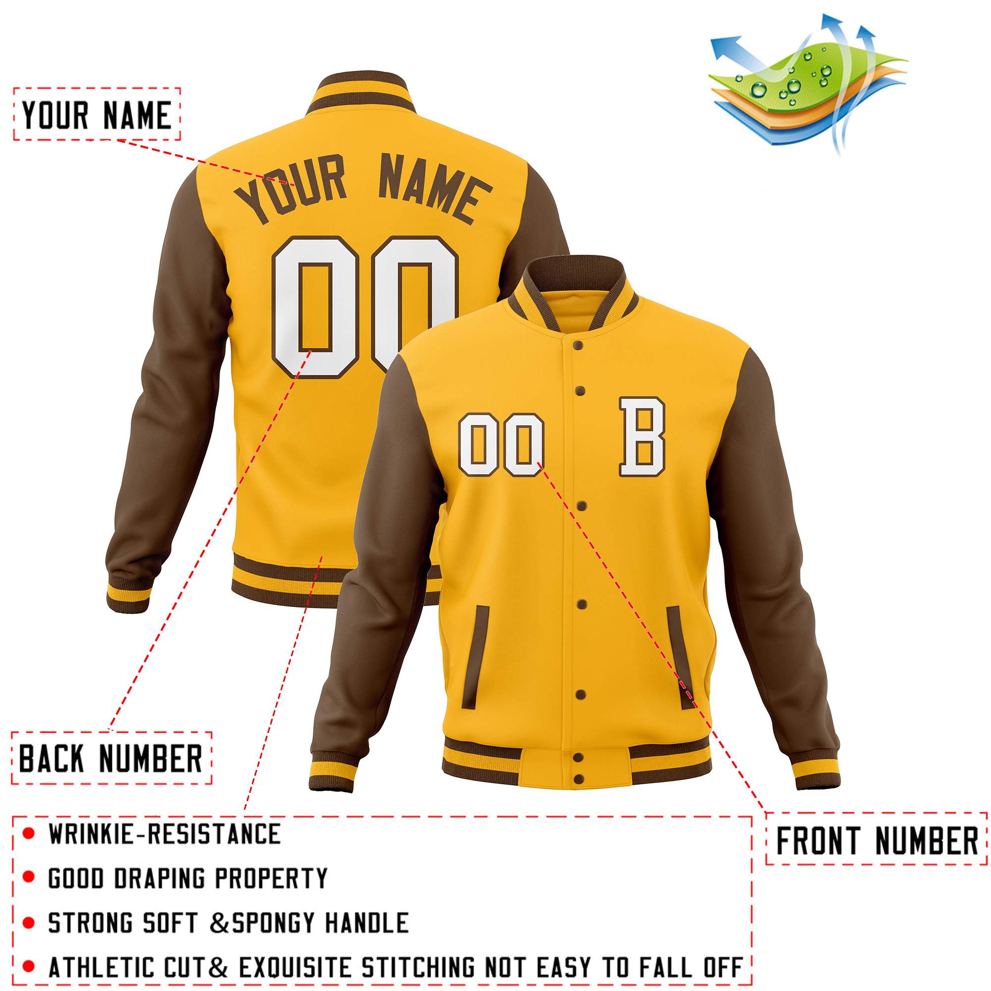 Custom Varsity Letterman Jacket Personalized Full-Snap Stitched Baseball Coats