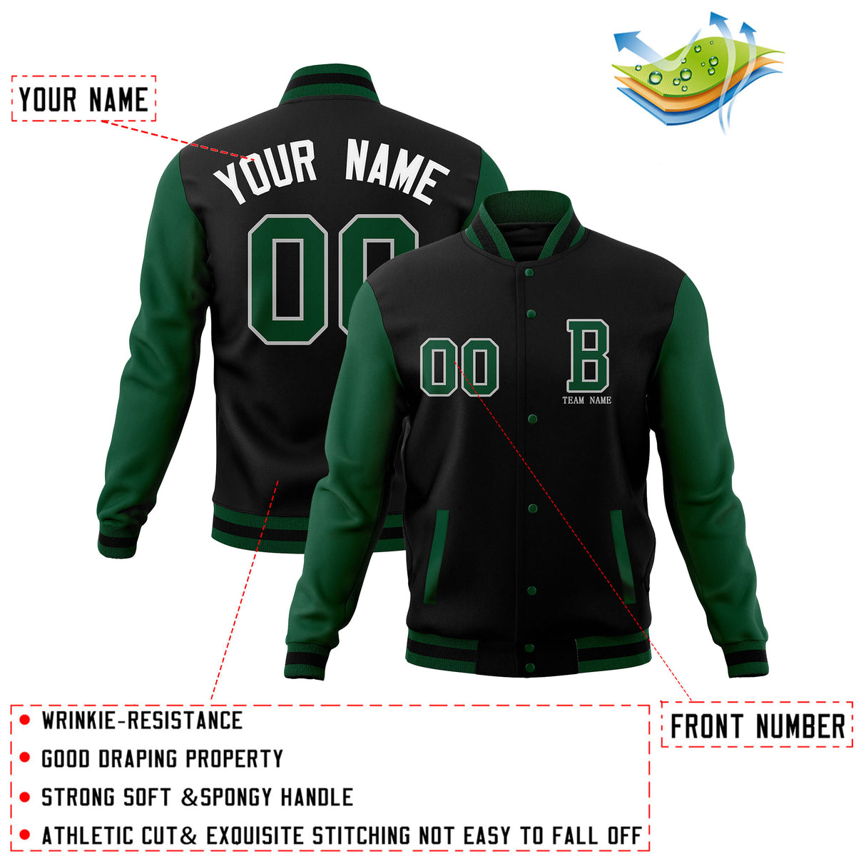 Custom Full-Snap Baseball Coats with Personalized Stitched Varsity Letterman Jacket