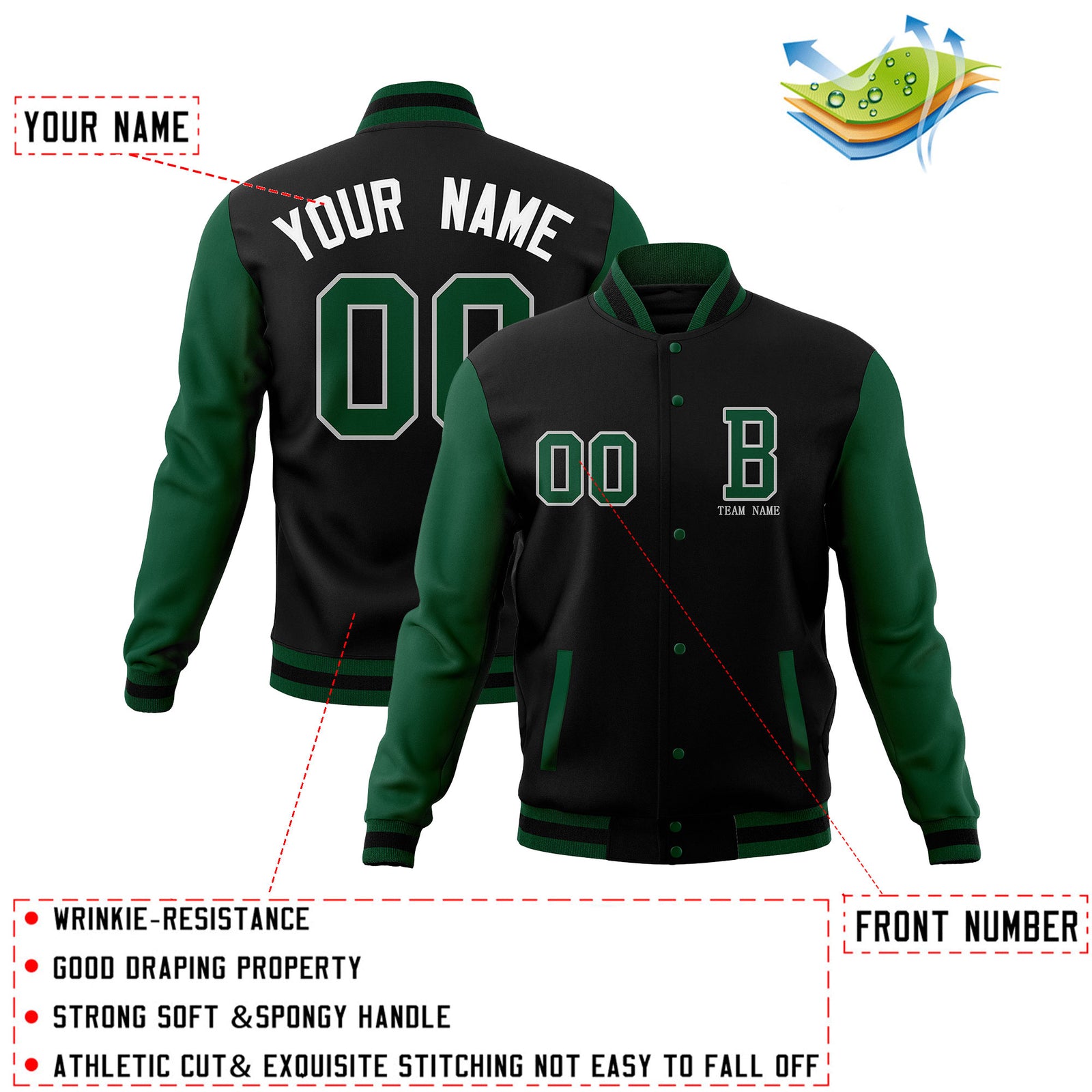 Custom Full-Snap Baseball Coats with Personalized Stitched Varsity Letterman Jacket